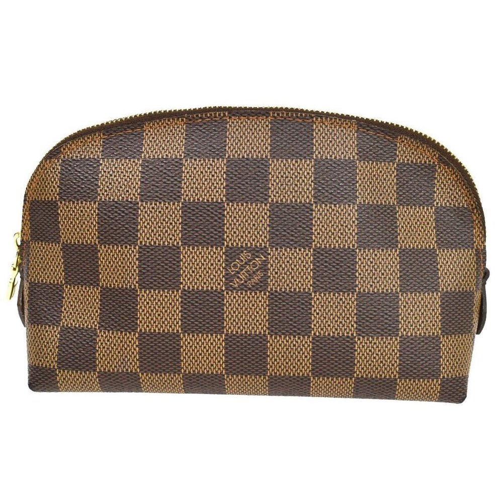 LOUIS VUITTON Pochette Cosmetic Pouch Bag Damier Ebene Leather